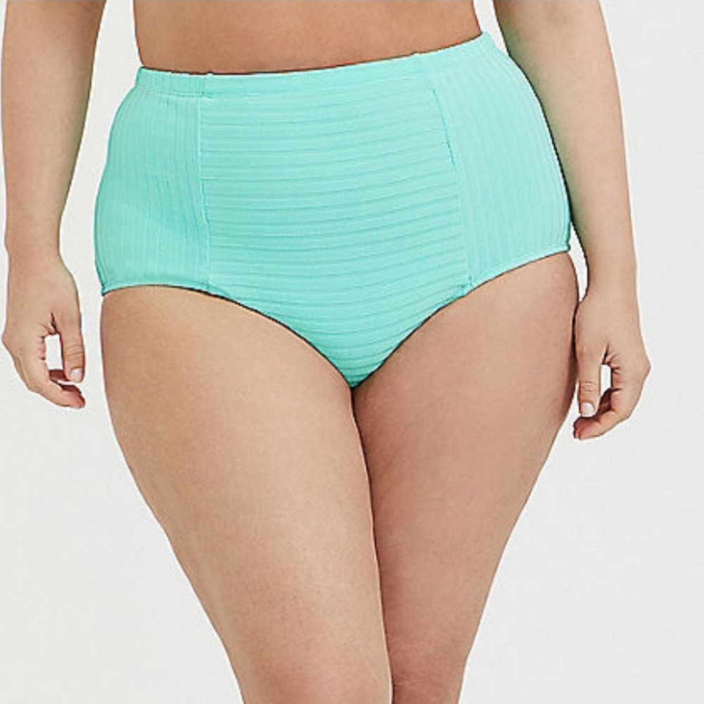 Turquoise High Waisted Swim Bottoms